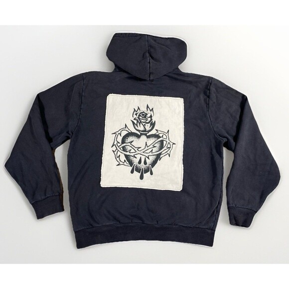 Welcome Scared Heart Black Pullover Hoodie Men’s Large - Picture 1 of 8